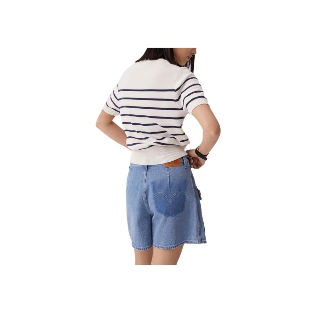 Levis Striped Casual Comfortable Knit Crew Neck Short Sleeve T-Shirt Women T-Shirts 0051J-0001