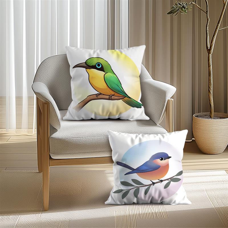 1 Pc Bird Pillow Cover For Home Living Room Bedroom Sofa Office Decorative Pillowcase Soft Throw Pillows 45*45 Cm