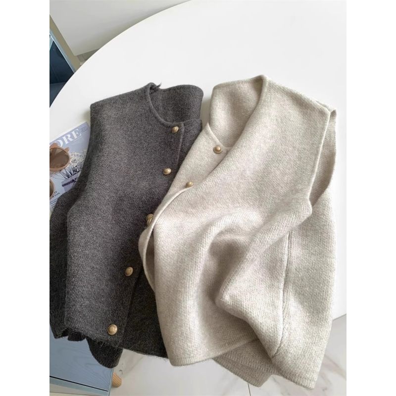 

Однобортный элегантный дикий жилет топы вязаный жилет Grey XL [Suggested 57.50 kg-65.00 kg]]