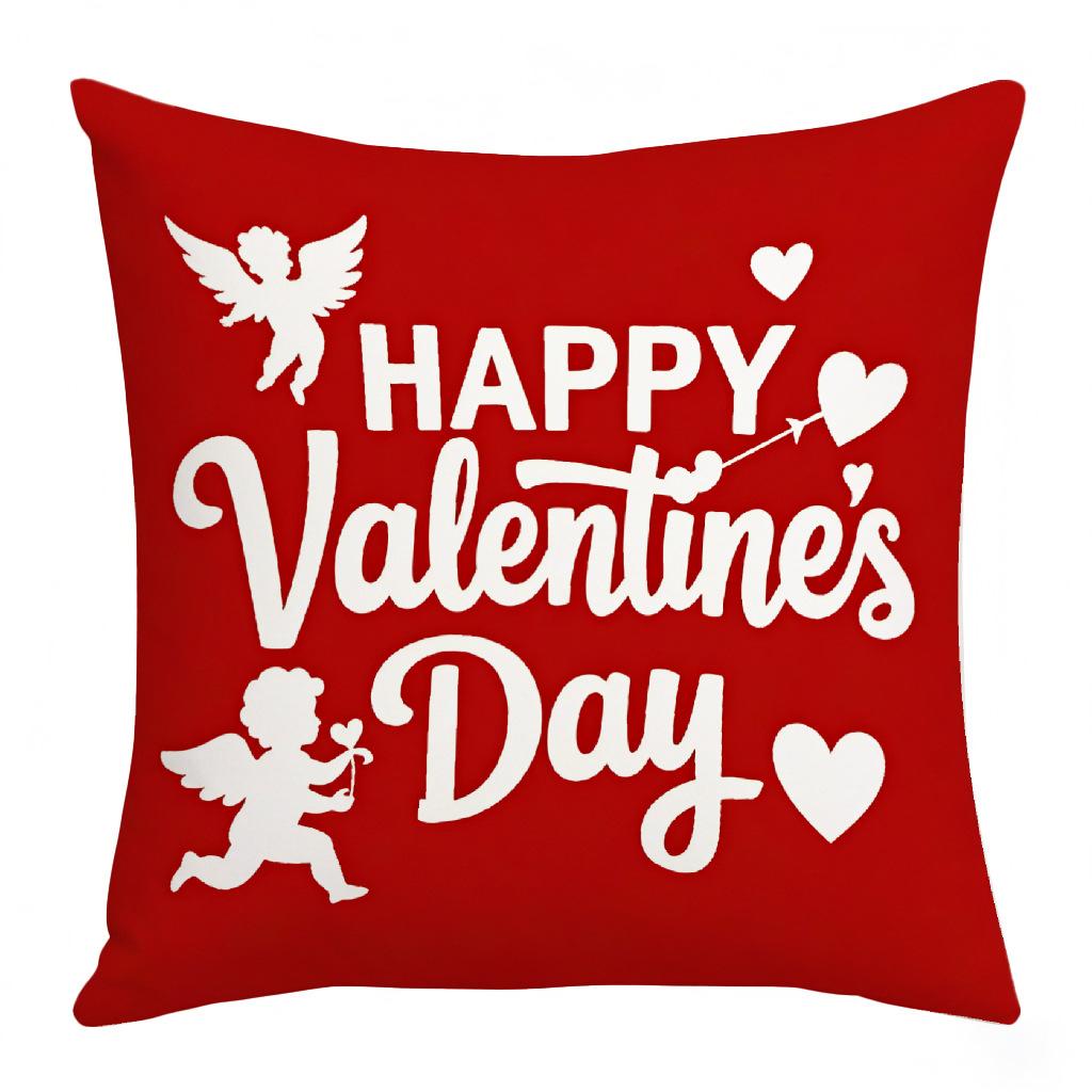 New Festive Valentine's Day Atmosphere Pillowcase Home Decoration Living Room Sofa Cushion Cover Linen Printed Cushion Cover