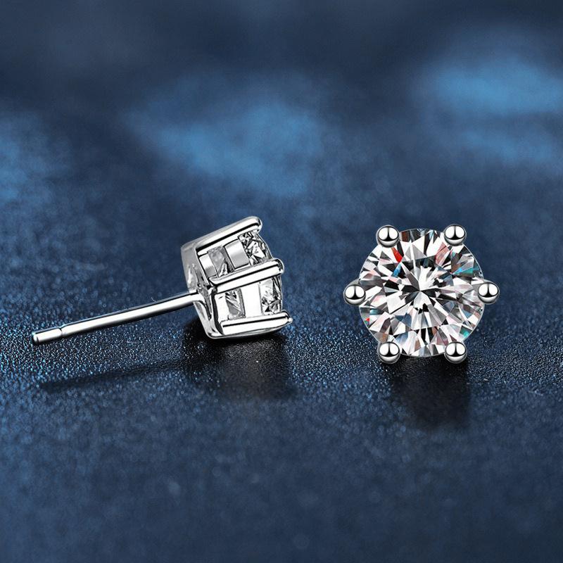 New 925 Sterling Silver Earrings six claw 2ct Moissanite for Women Top Quality Wedding Engagement Jewelry Fashion Ear Stud Party