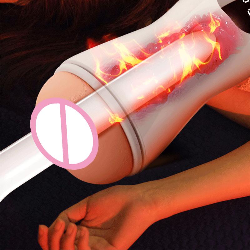 Heating Blowjob Male Masturbator Cup, Pocket Pussy with Large Particles, Simulated Vagina Clitoris Vibrator Sex Toy for Men