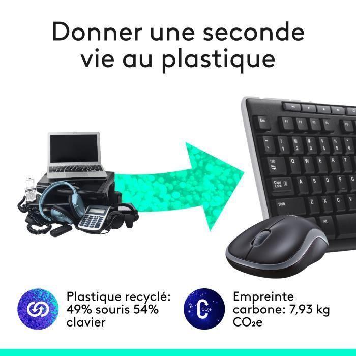 Ensemble Clavier Souris - Sans Fil - Logitech - MK270 - AZERTY - Noir