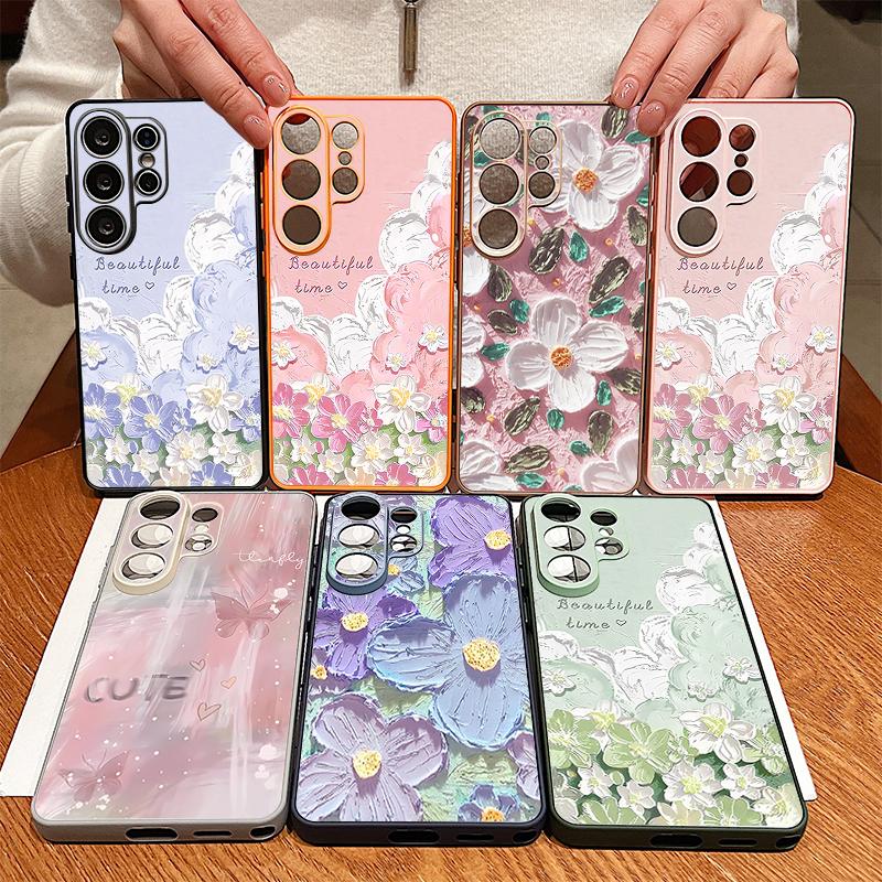 Magnetic For Magsafe Case For Samsung Galaxy S26 Ultra S25 Edge S24 Plus S23 FE S22 A17 A54 A55 A56 A57 5G Oil Painting Flowers Pattern Cover