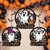 Hollow Out Welcome Wooden Wall Sign Cartoon Halloween Front Door Decor Garden Yard Decor
