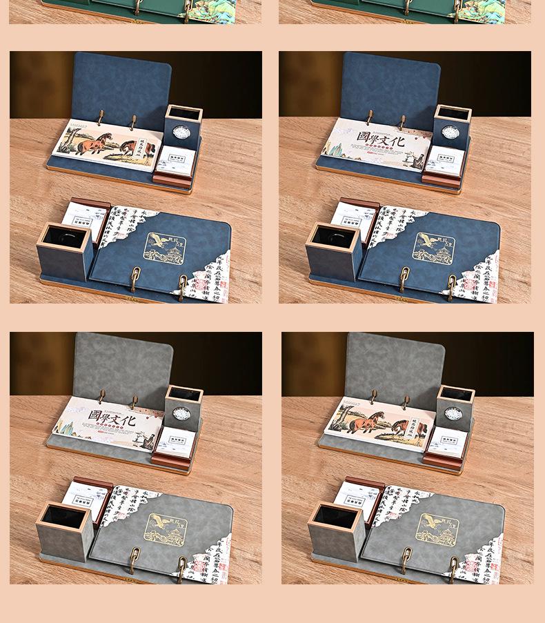2026 Custom Leather Business Desk Calendar Set with Logo - Creative Office Desktop Ornament Gift Box