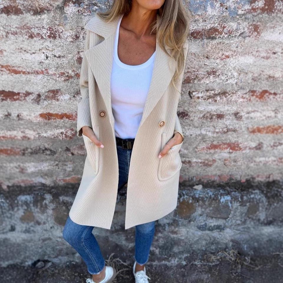 2024 Autumn/Winter European & American Lapel Long Wool Coat