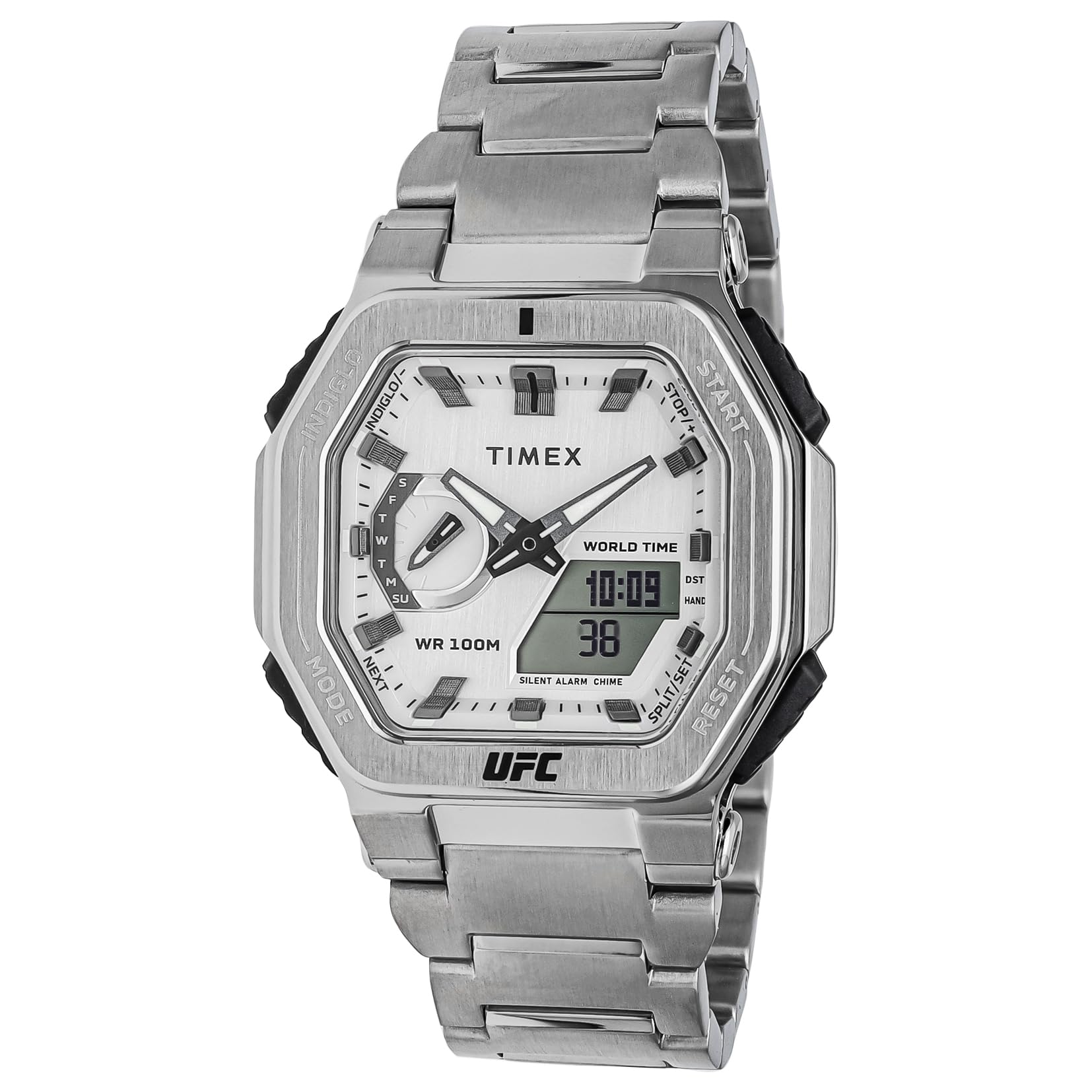 

Годинник UFC Colossus White Dial Quartz 100M Водонепроникне мінеральне скло 45 мм TW2V84700 Silver [TIMEX] Чоловічий [Елемент] білий