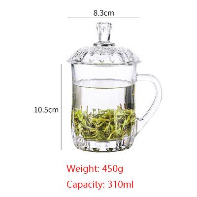 Glass Tea Cup Flower Clear Lead-Free Coffee Mugs with Handle and Lid Tea Cup for Women Birthday Valentines Wedding Gifts