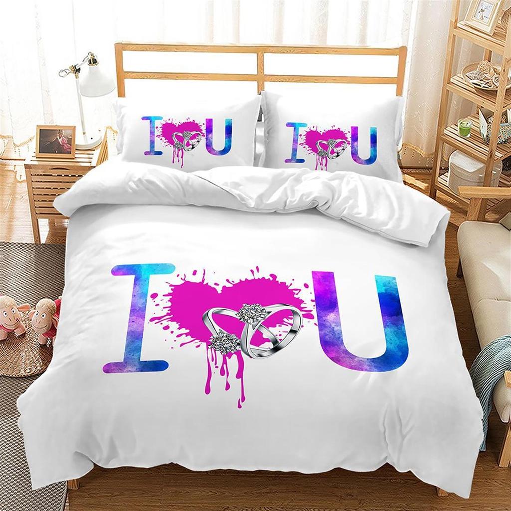 3D Minimalist Couple Home Bedding Set Bohemian Romantic Bedding and Pillowcase Bedding Set AU/EU/US Full Size Home Decoration