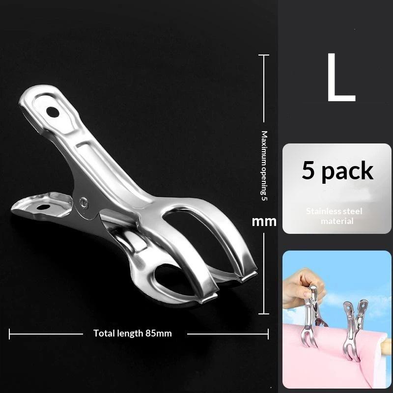 5Pcs Non-Slip Windproof Stainless Steel Laundry Clips Durable for Socks Towels Home Bathroom Balcony Use