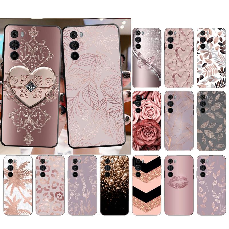 Phone Case For Motorola Edge 50 40 Pro 60 50 40 30 Ultra Neo Fusion Moto G85 G72 G53 G54 G84 G13 G32 Love Pink Gold Rose