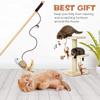 1Pcs Natural Cat Catcher Toy 40cm Wooden Pole With Bell Elastic Pole Turkey Feather Teaser Stick Wooden Pole Linen Feather 28g