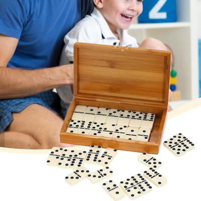 28Pcs Dominoes with Bamboo Box Special Playful Interesting Fun Portable Anti-deformed