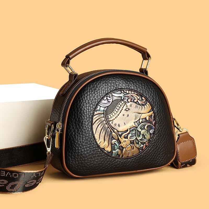 Artistic Traditional-style Crossbody Bag, Fashionable Multi-layer Bag, Wide Shoulder Strap, Single Shoulder Crossbody Bag