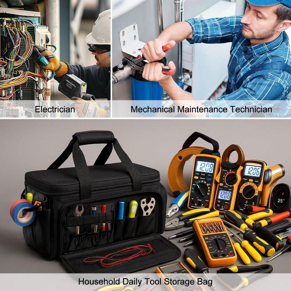 Large Capacity Tool Storage Bag Multiple Compartments Heavy Duty Bag  for Technician Work