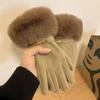 1Pair Autumn Winter Woman Warmth Gloves Plush Touchscreen Compatible Gloves Windproof Warm Cycling Mountaineering Gloves