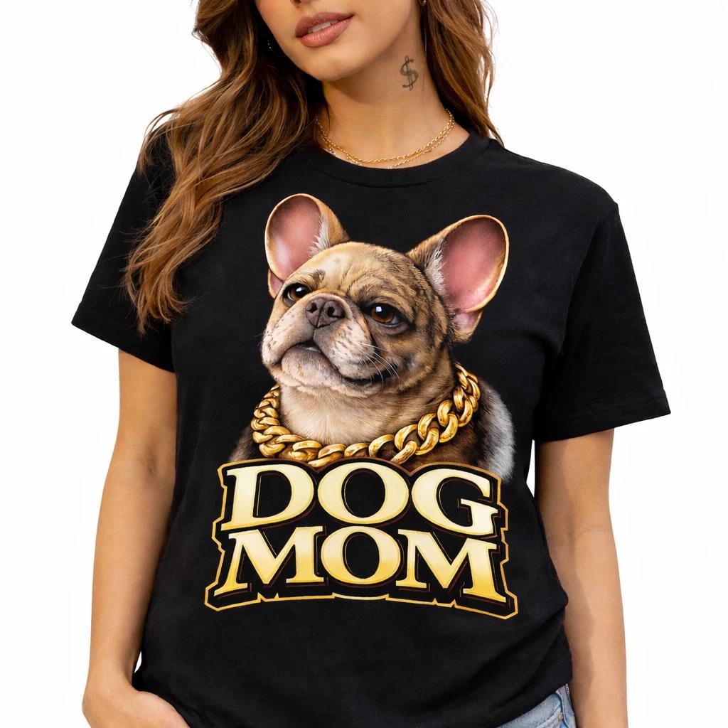 Dog Mom French Bulldog T-Shirt Women Casual Streetwear Tee 4XL