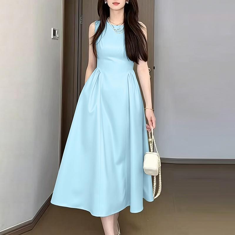 ZANZEA Women Elegant Casual Round Neck Sleeveless Dress
