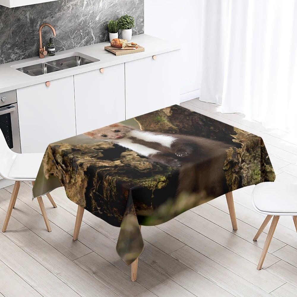 Cute Mink Animal Tablecloth Party Restaurant Table Decoration Waterproof Rectangular  Kitchen New Home