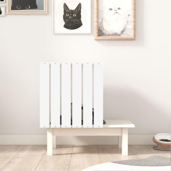 822453 vidaXL Maison pour chat Blanc 60x36x60 cm Bois de pin massif