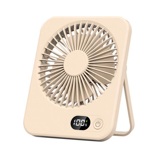 Ventilador de escritorio portátil, recargable, 1200 mAh, funciona con pilas, ventilador de pie con pantalla digital, ventilador de escritorio plegable ultra silencioso, 5 velocidades ajustables