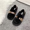 Soft-soled Fluffy Shoes Women's 2025 New Autumn and Winter Korean Version Round Head Velvet Cotton Shoes One Pedal Doudou Shoes Cotton Shoes Women's