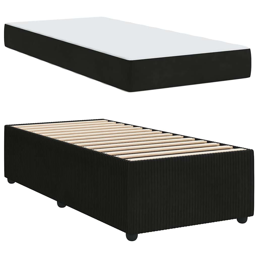 Bed Frame with Mattress Black 80 X 200 Cm Fabric