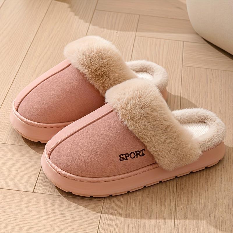Cozy Women's Slip-On Soft Fleece Lining, Non-Slip Sole, Casual Solid Color Home Shoes