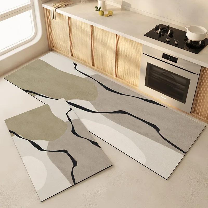 Kitchen Mat Waterproof Non-Slip Rugs Leather Carpet Anti-Fatigue Pvc Floor Mats Oil-Proof Easy To Clean Anti-Slip Area Long Rug