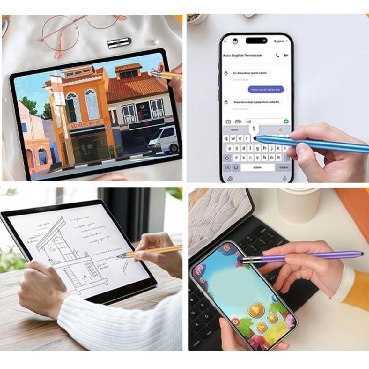 Universals Two Tip Styluses Pen 3 In 1 Design Soft Silicone Heads for Tablets Phones Precise Touch Control