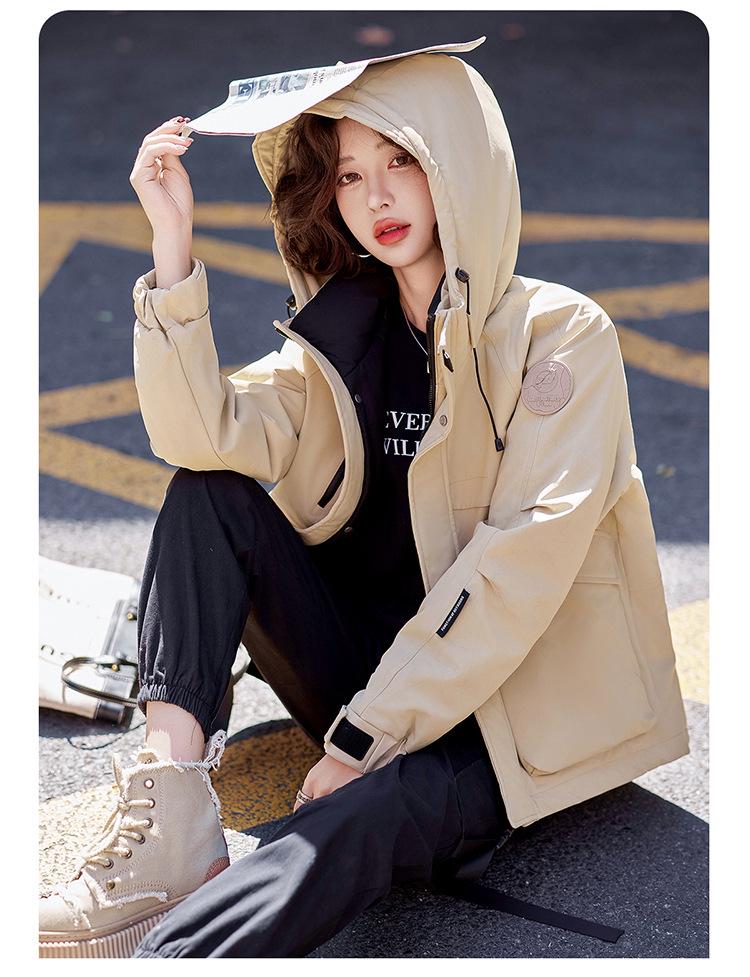 Damen Daunenjacke mit Kapuze - Kurz, Warm, Bequem, Verdickt für den Außenbereich