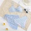 European & American 2025 Floral Three-Piece Bikini Set for Girls - Middle & Large Sizes