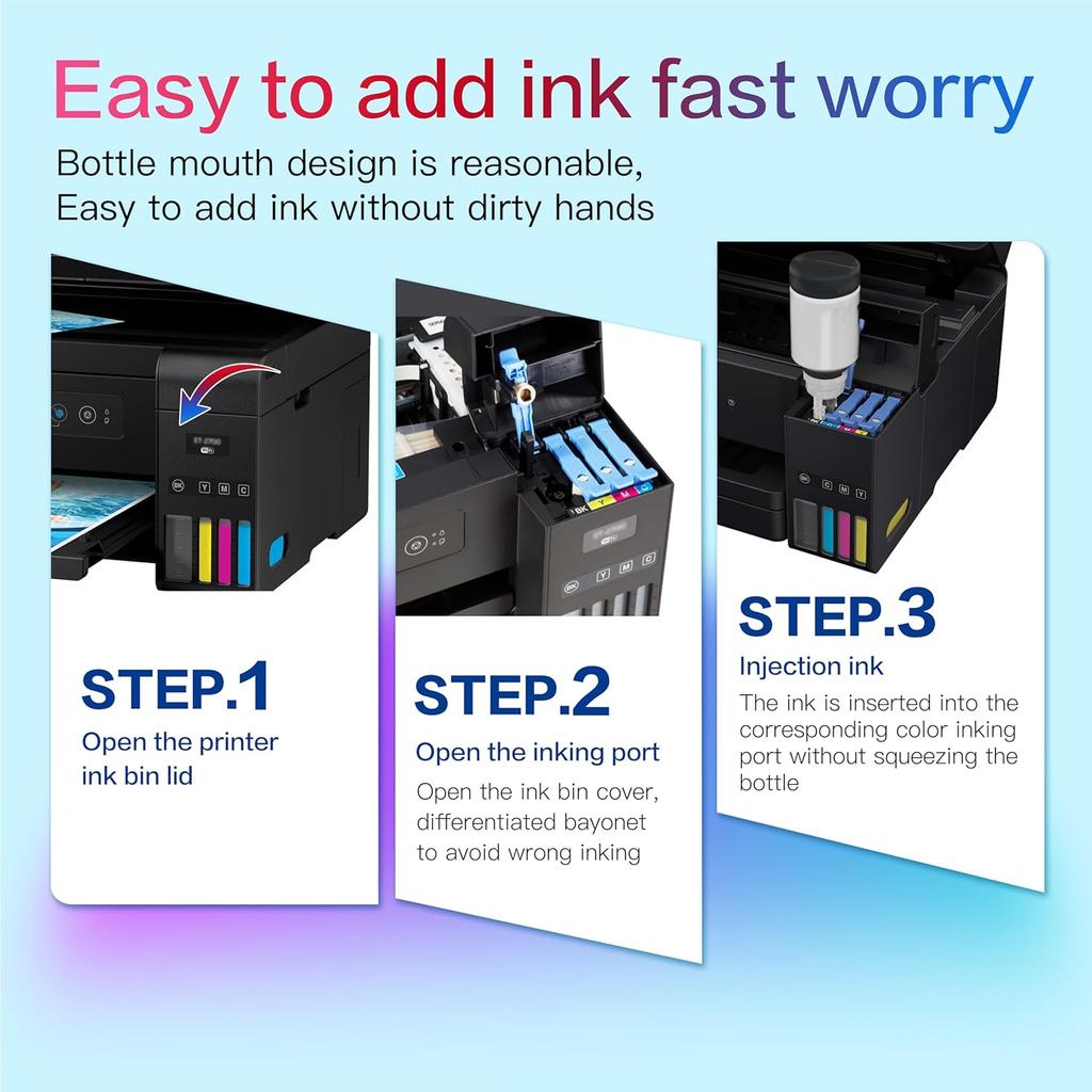 Compatible with Epson 502 Ink,for ET-4850 ET-2850 ET-2760 ET-3850 ET-3760 ET-4760 ET-2700 EcoTank Printers, ST-2000 ST-3000 | 127ml Black + 70ml X3