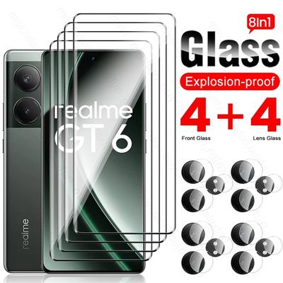 Realmi GT6 Verre 8 en 1 Verre Trempé 3D pour Realme GT 6T 6 T T6 5G Protecteurs d'Écran pour Objectif de Caméra Courbé RealmeGT6 RealmeGT6T