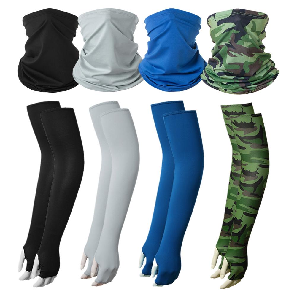Ice Silk Face Cover Set Summer Sun Protection Anti-UV Quick-drying Breathable Fishing Mask Sleeves For Outdoor Fishing Cycling