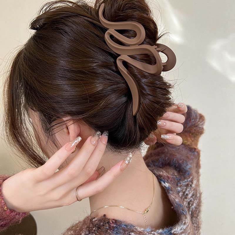 Koreanische Acryl Matte Welle Haarspange Für Damen Mädchen Mode Große Schleife Hai Pferdeschwanzclip Kopfschmuck Haarschmuck