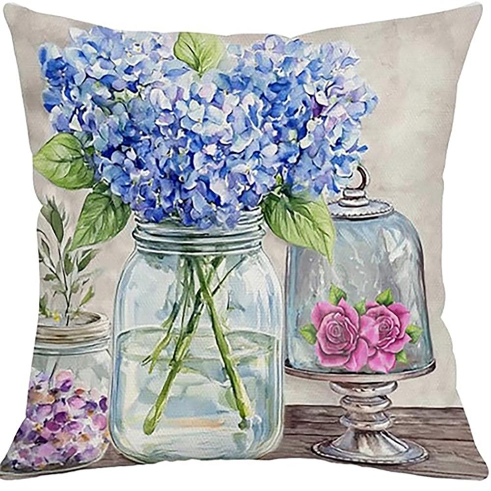 Floral Watercolor Pillow Covers,Jars & Dragonflies Decor ,,sofa and chair cushion covers, home bedroom room decoration