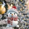 Wooden Christmas Snowman Ornaments Cartoon Snowman with Hat And Scarf Christmas Tree Ornament for Winter Farmhouse Holiday Party Decor