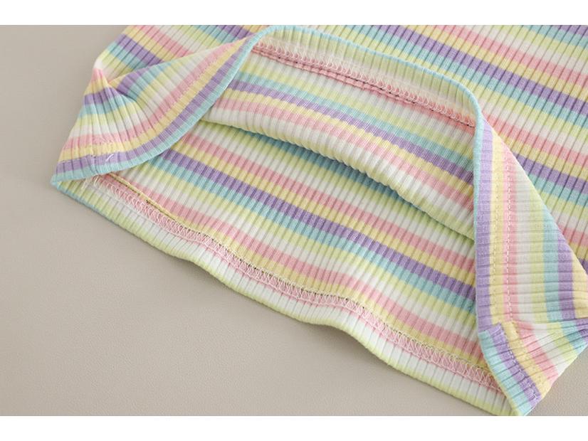 Roztomilý letní set pro holky s králíčkem a proužky: Tričko s krátkým rukávem a overal