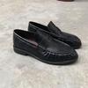 Französische Retro-Flats aus reinem, handgefertigtem Kalbsleder, Le Fu Damen-Gummisohle, einstufig bequem und lässig singl