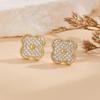 Small Fragrant Wind Romantic Sweet Fashion Temperament Ladies Micro-Studded With Diamond Zircon Four-Leaf Clover Flower Earrings