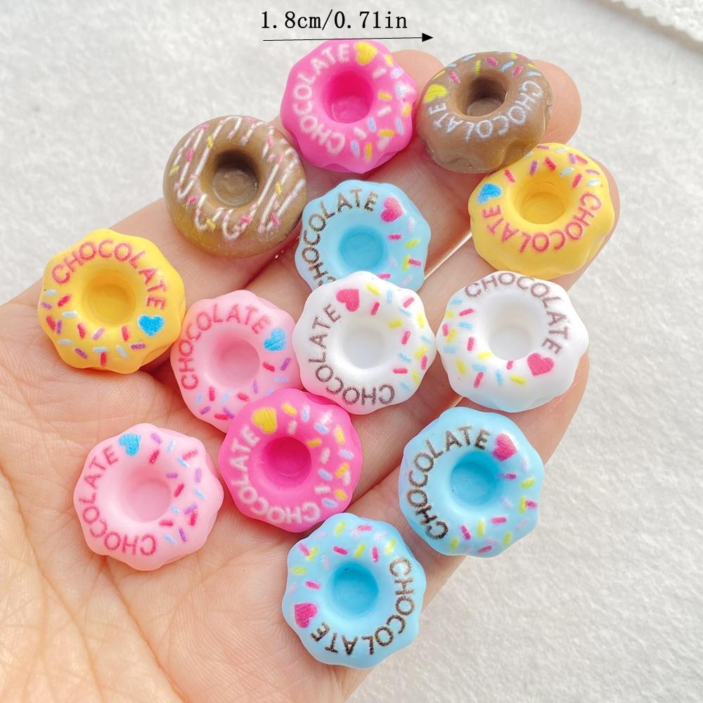 10pcs Mix Resin 3D Sweet Colorful Cartoon Donut Bread Flat back Simulation Foods Scrapbook Figurines DIY Decor Crafts