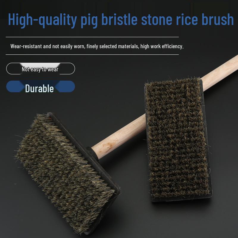 Soft Pig Bristle Brush for Stone, Rice, and Wall Cleaning