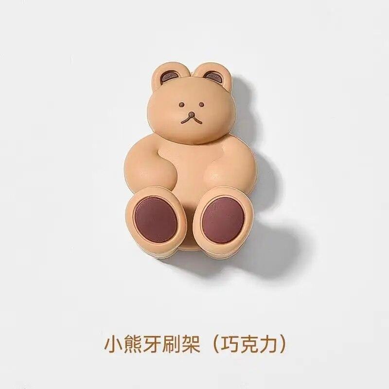 Tovární Roztomilý Trojrozměrný Medvěd Silikonový Nepropichovací Nástěnný Držák na Zubní Kartáčky Roztomilá Koupelnová Přísavka Kreslený Také
