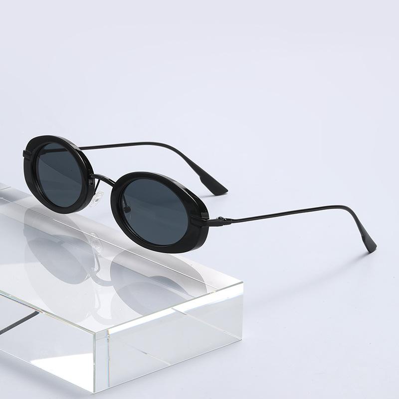 Oval Small Frame Sunglasses Women's Men's Retro Sunshade UV Sun Glasses Luxury Designer Punk Popular Metal Eyeglasses