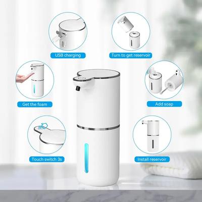 380ML Ljusdisplay Typ-C Uppladdningsbar Smart Infraröd Automatisk Sensor Skum-/Flytande Tvåldispenser För Toalett Kök Badrum