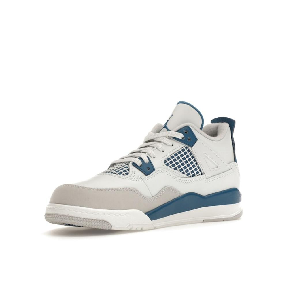 Air Jordan 4 Retro PS Military Blue 2024 Kids Sneakers White Off-White Neutral-Grey BQ7669-141