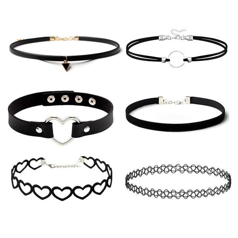 6pcs Women’s Black Lace Choker Necklace Set