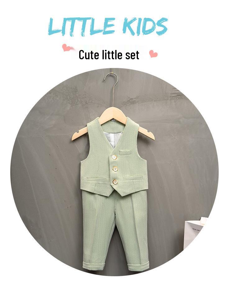 Traje de Florista Estilo Britânico Outono/Inverno para Bebês de 1 Ano - Roupa de Aniversário e Casamento